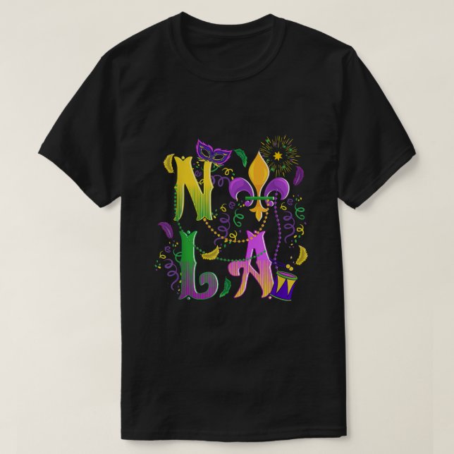 Mardi Gras NOLA New Orleans Mardi Gras Funny Färg T Shirt (Design framsida)