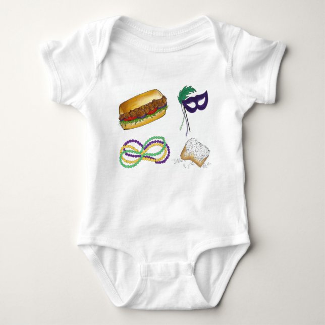 Mardi Gras NOLA New Orleans Mask Pärlor Beignet Tröja (Framsida)