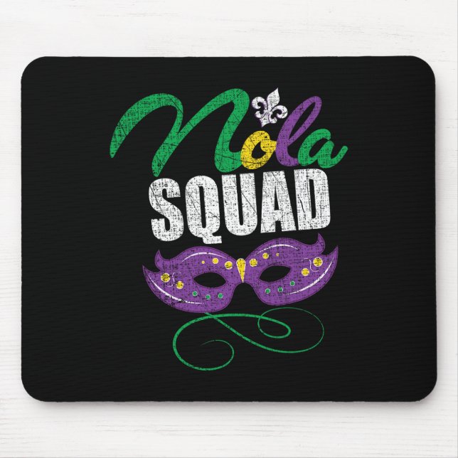 Mardi Gras Nola Squad Distress New Orleans Pärlor Musmatta (Framsidan)