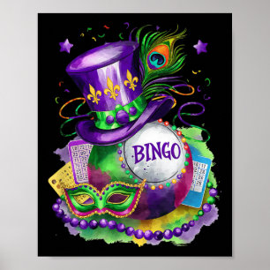Mardi Gras- och Bingo perfekt mix kostymfestival Poster