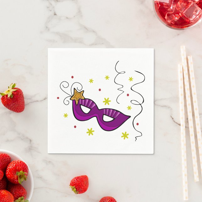 Mardi Gras Öga Mask Carnival Papper Napkins Pappersservett (Skapare uppladdad)