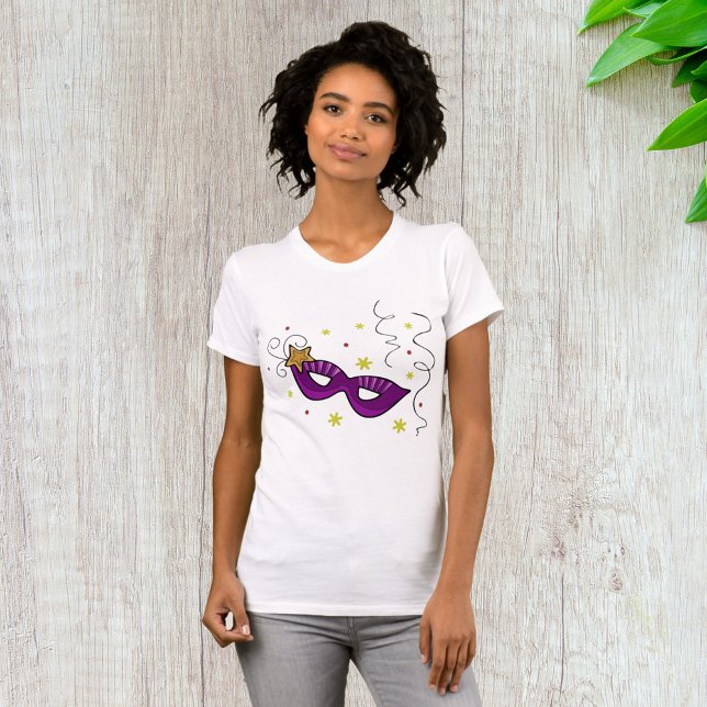 Mardi Gras Ögonmaskerad Karneval Dam T-Shirt (Skapare uppladdad)
