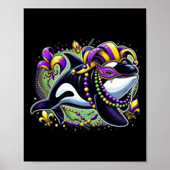 Mardi Gras Orca Whale Poster (Framsidan)