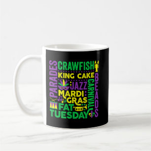 Mardi Gras Ord Mashup Parad Tjock Tisdag Karnival Kaffemugg