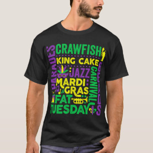 Mardi Gras Ord Mashup Parad Tjock Tisdag Karnival T Shirt