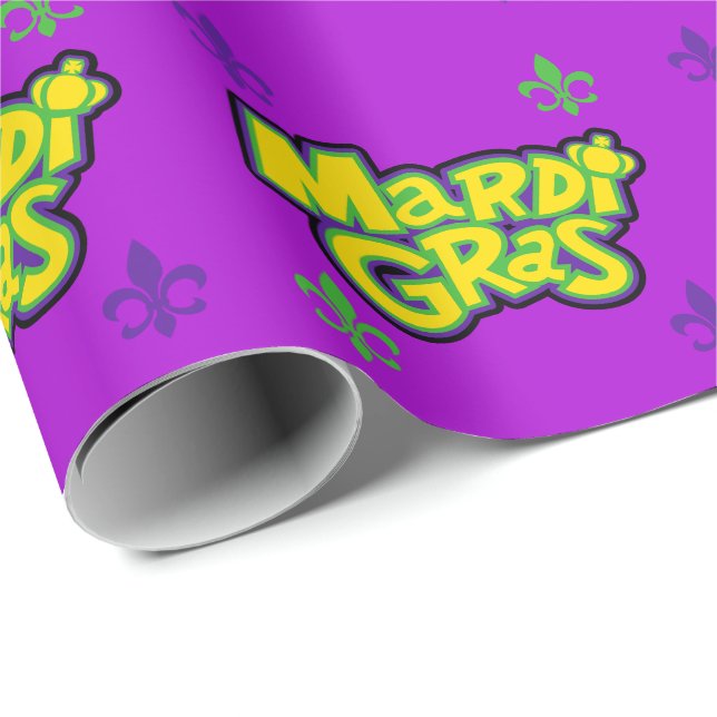 Mardi Gras Ord Presentpapper (Rullad Hörn)