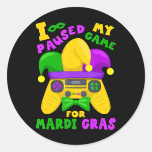 Mardi Gras Outfit För manar Kids and Gamer Video G Runt Klistermärke