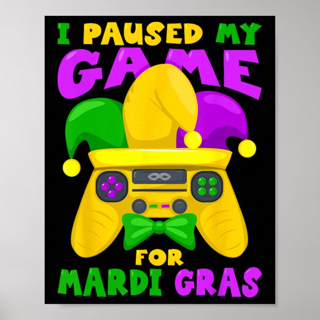 Mardi Gras Outfit För manar Kids Mardi Gras Gamer  Poster (Framsidan)