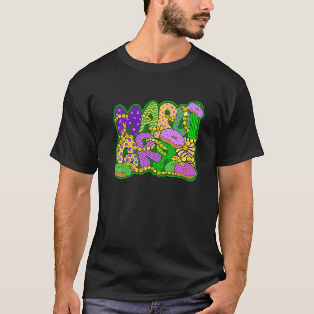 Mardi Gras Paczki Donuts Pärlor Carnival Party Gra T Shirt (Framsida)