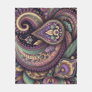 Mardi Gras paisley Fleur-de-lis Fleecefilt