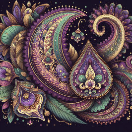 Mardi Gras paisley Fleur-de-lis Kudde