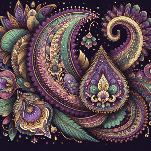 Mardi Gras paisley Fleur-de-lis Kudde