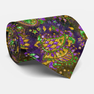 Mardi Gras Paisley Svart Tonad Bakgrund Slips