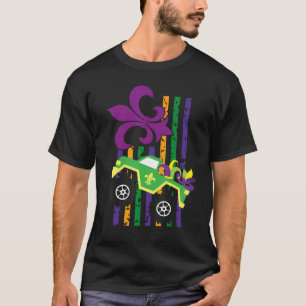 Mardi Gras Pajamas Monster Lastbil Pärlor USA flag T Shirt
