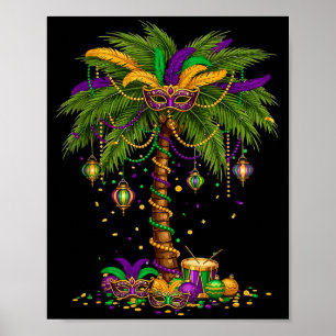 Mardi Gras Palmträd Hawaiiansk Tropisk Fest Manlig Poster