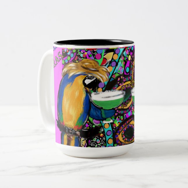 Mardi Gras-papegojor Två-Tonad Mugg (Framsida vänster)