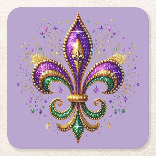 Mardi Gras Paper Coaster Underlägg Papper Kvadrat (Framsidan)
