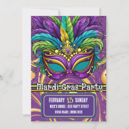 Mardi Gras Parad och Party Mask Inbjudningar