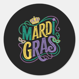 Mardi Gras Parad Womens Girls Party Graphic Runt Klistermärke