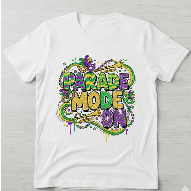 Mardi Gras Parade Mode On T-Shirt - Retro Gold Gli (Skapare uppladdad)