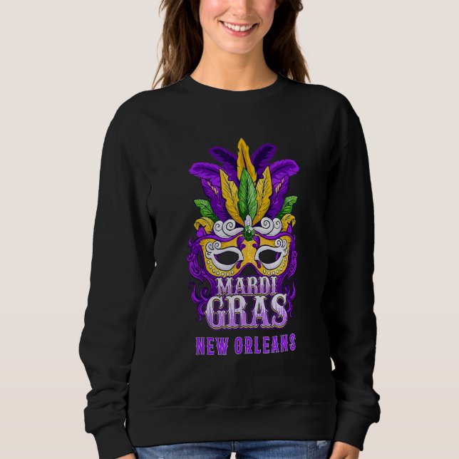 Mardi Gras Parade New Orleans Louisiana Mask Feath T Shirt (Framsida)