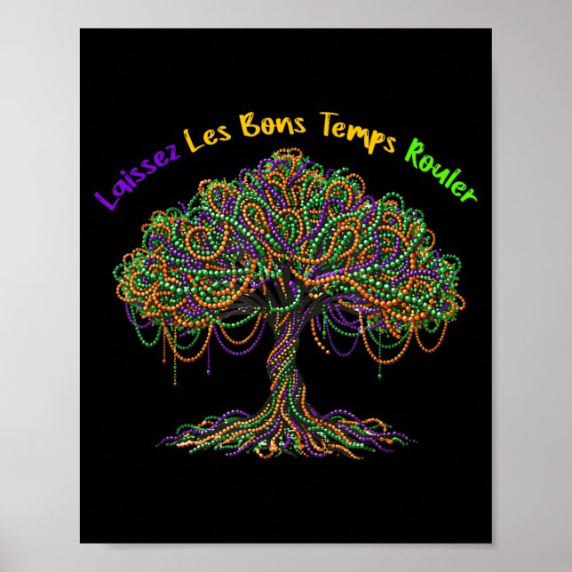 Mardi Gras-pärla Träd Karneval Illustration Poster (Framsidan)