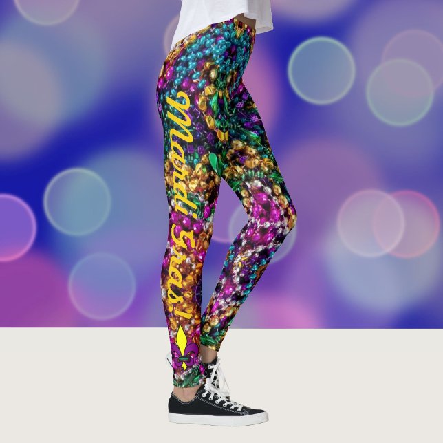 Mardi Gras Pärlor Anpassningsbar Women's Leggings  (Skapare uppladdad)