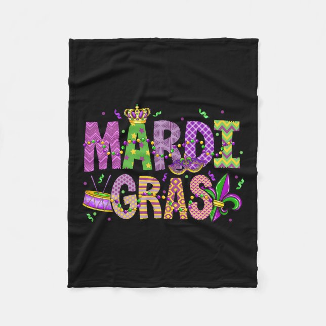 Mardi Gras Pärlor Ansikte Mask Feathers Hat Manar  Fleecefilt (Framsidan)