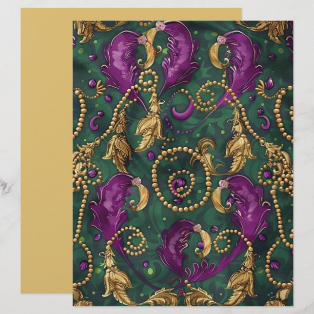 Mardi Gras-pärlor Festiv Scrapbookpapper (Fram/baksida)