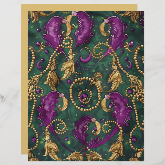 Mardi Gras Pärlor Festive Scrapbook Papper (Fram/baksida)