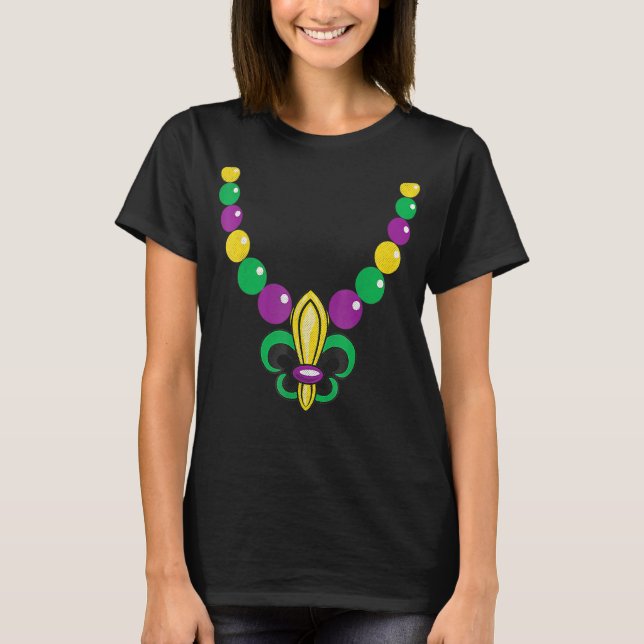 Mardi Gras Pärlor Fleur De Lis Carnival Manar Wome T Shirt (Framsida)