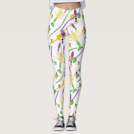 Mardi Gras Pärlor Fleur De Lis & Kräftor Leggings