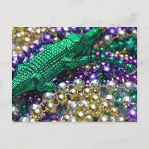 Mardi Gras Pärlor & Grönt Gator Postcard Vykort