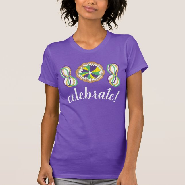 Mardi Gras Pärlor Kung Cake New Orleans Carnival T Shirt (Framsida)