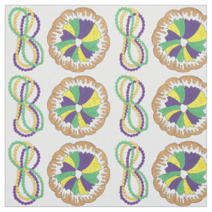 Mardi Gras Pärlor Kung Cake New Orleans Carnival Tyg