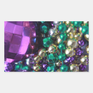 Mardi Gras Pärlor Lila Anpassningsbar Rectangle S Rektangulärt Klistermärke