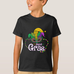 Mardi Gras Pärlor Mask Feathers Jester Mask Mardi T Shirt