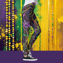 Mardi Gras Pärlor Mask Leggings Comfortable Byxor