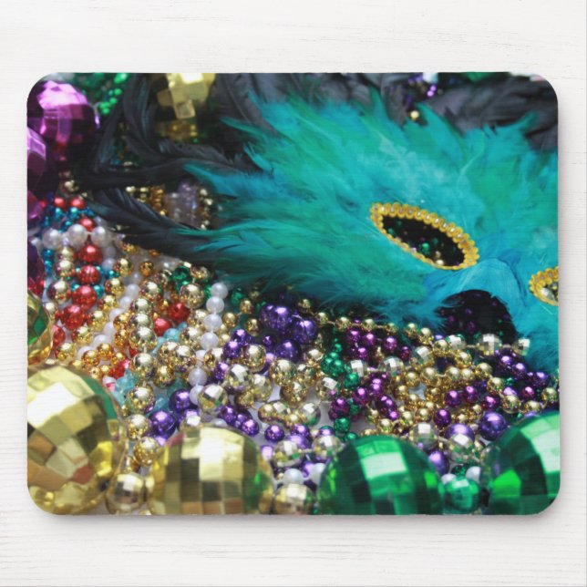 Mardi Gras Pärlor & Mask Mousepad Musmatta (Framsidan)