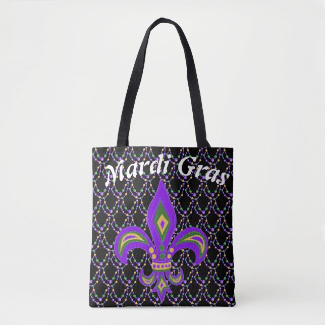 Mardi gras pärlor och Fleur de Lis Tygkasse (Framsida)