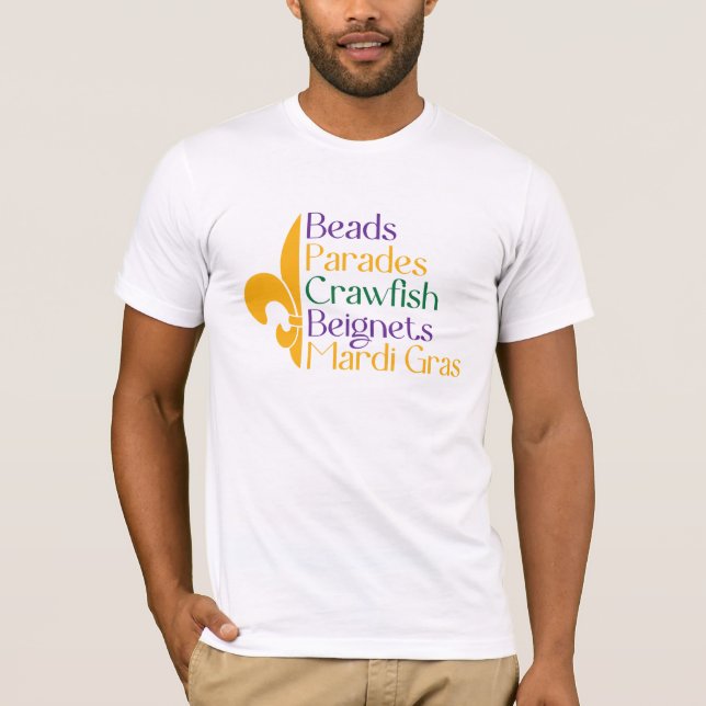Mardi Gras pärlor parad kräftor Bigons T Shirt (Framsida)