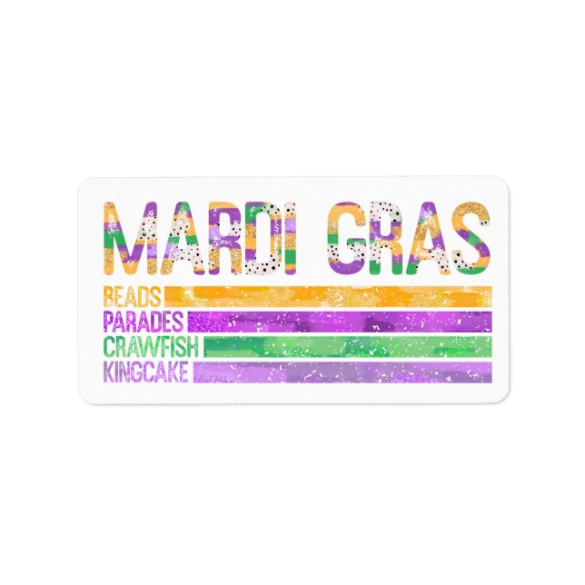 Mardi Gras Pärlor Parad Kräftor Kung Cake Adressetikett (Framsidan)