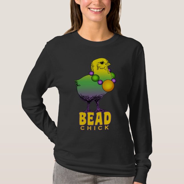 Mardi Gras pärlor - pryda med pärlorchicken Tee (Framsida)