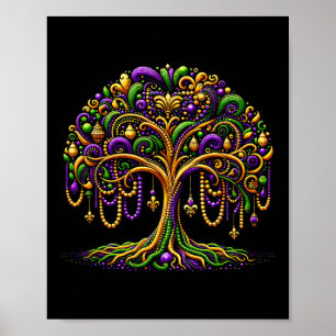 Mardi Gras Pärlor Träd New Orleans Festival Party  Poster