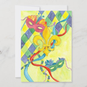 Mardi Gras-partiets inbjudan Fleur De Lis Painting