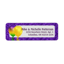 Mardi Gras Party Balloons & Lila Glitter Stil