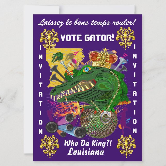 Mardi Gras Party Best View big, visa anteckningar Inbjudningar (Framsida)