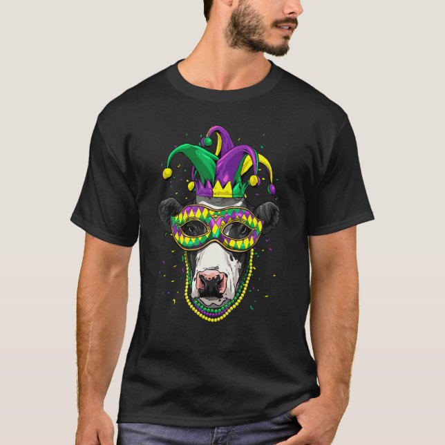 Mardi Gras Party Carnival Jester Cow Farmer Animal T Shirt (Framsida)