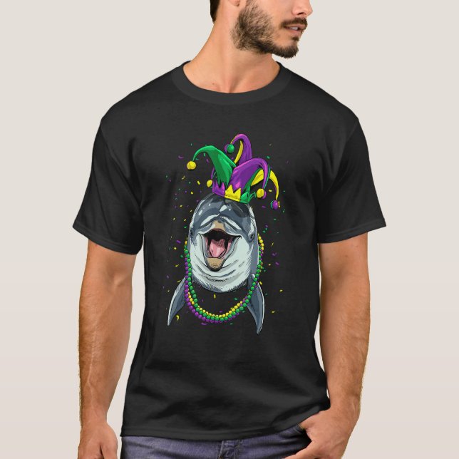 Mardi Gras Party Carnival Jester Dolphin Whale Dol T Shirt (Framsida)
