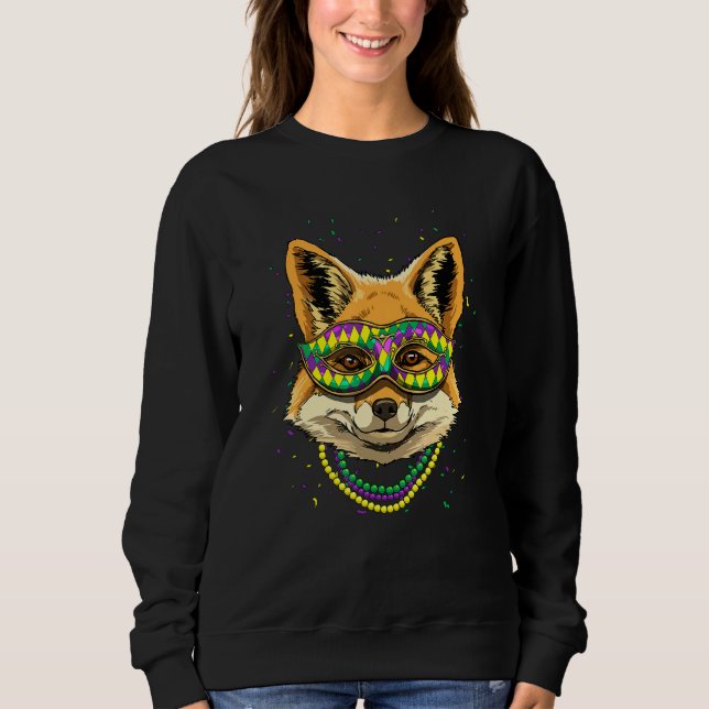 Mardi Gras Party Carnival Jester Fox Wild Animal F T Shirt (Framsida)